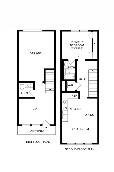 Floor plan for 1 bed, 1.5 baths, 903 sqft